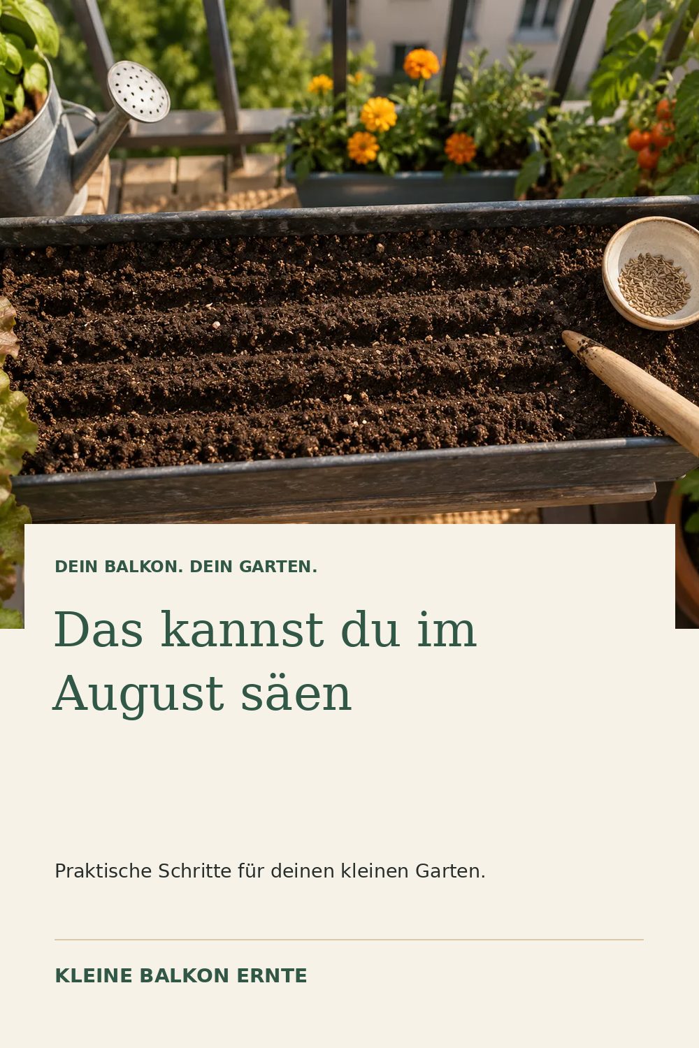 Pinterest-Grafik: Was du im August noch aussäen kannst – Variante 1