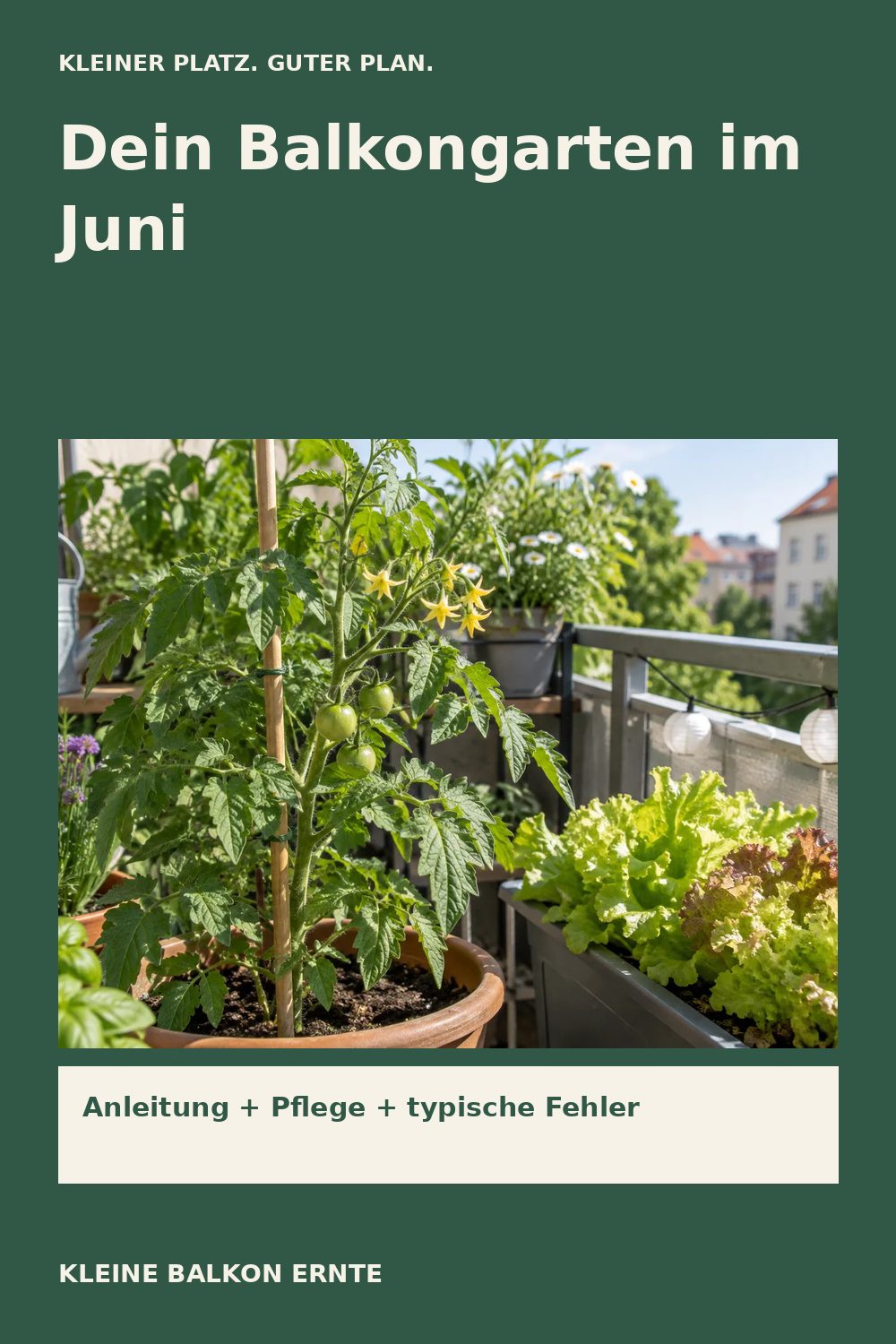 Pinterest-Grafik: Balkongarten im Juni: säen, pflegen, ernten – Variante 2