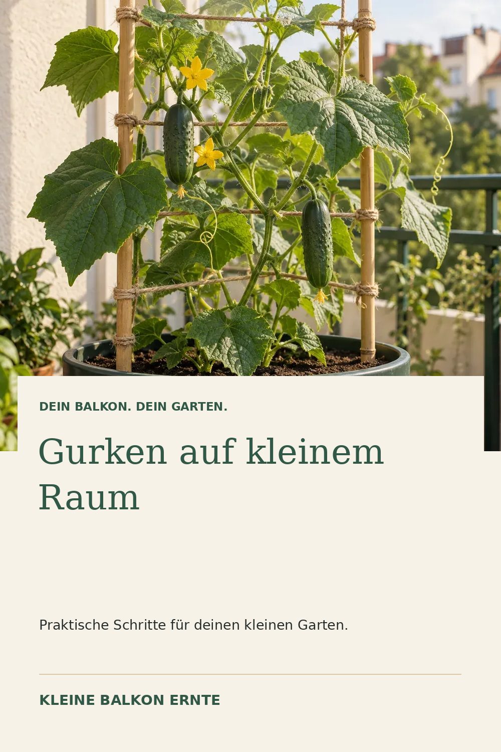 Pinterest-Grafik: Gurken im Kübel anbauen – Variante 1