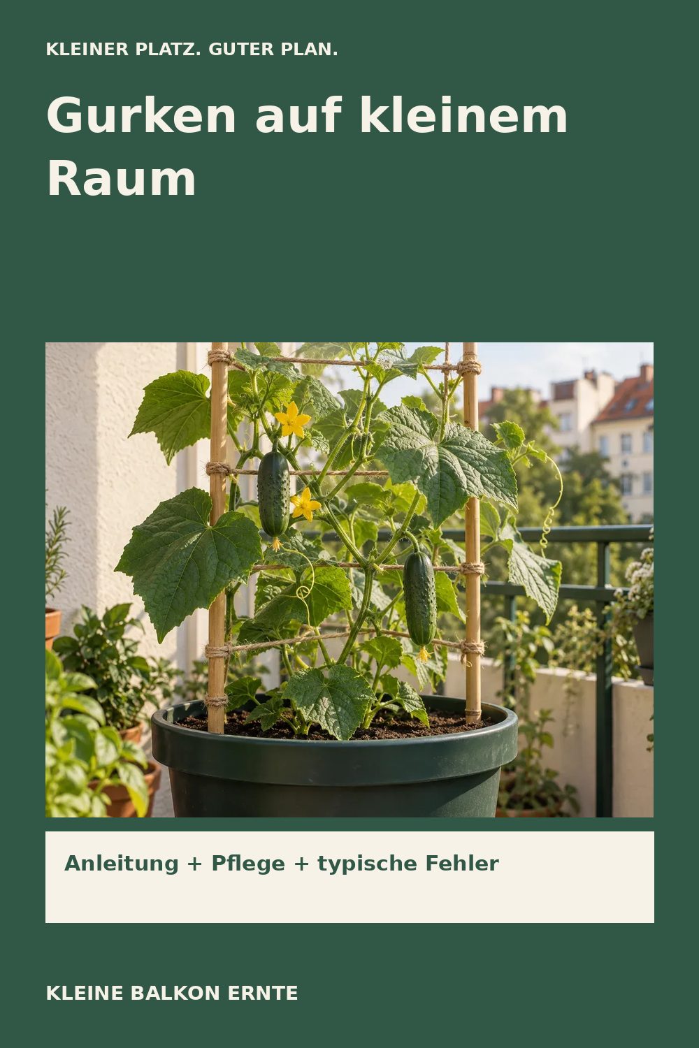 Pinterest-Grafik: Gurken im Kübel anbauen – Variante 2