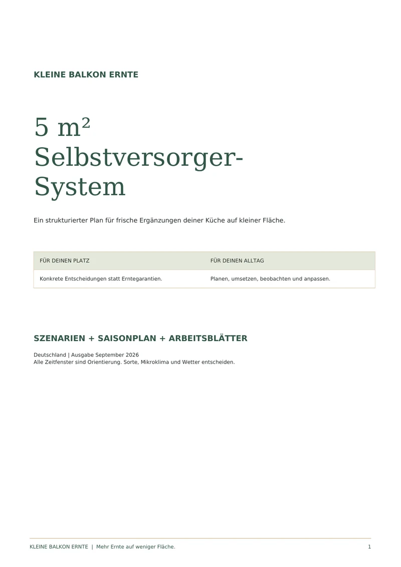 Original-Titelseite: 5-m²-Selbstversorger-System